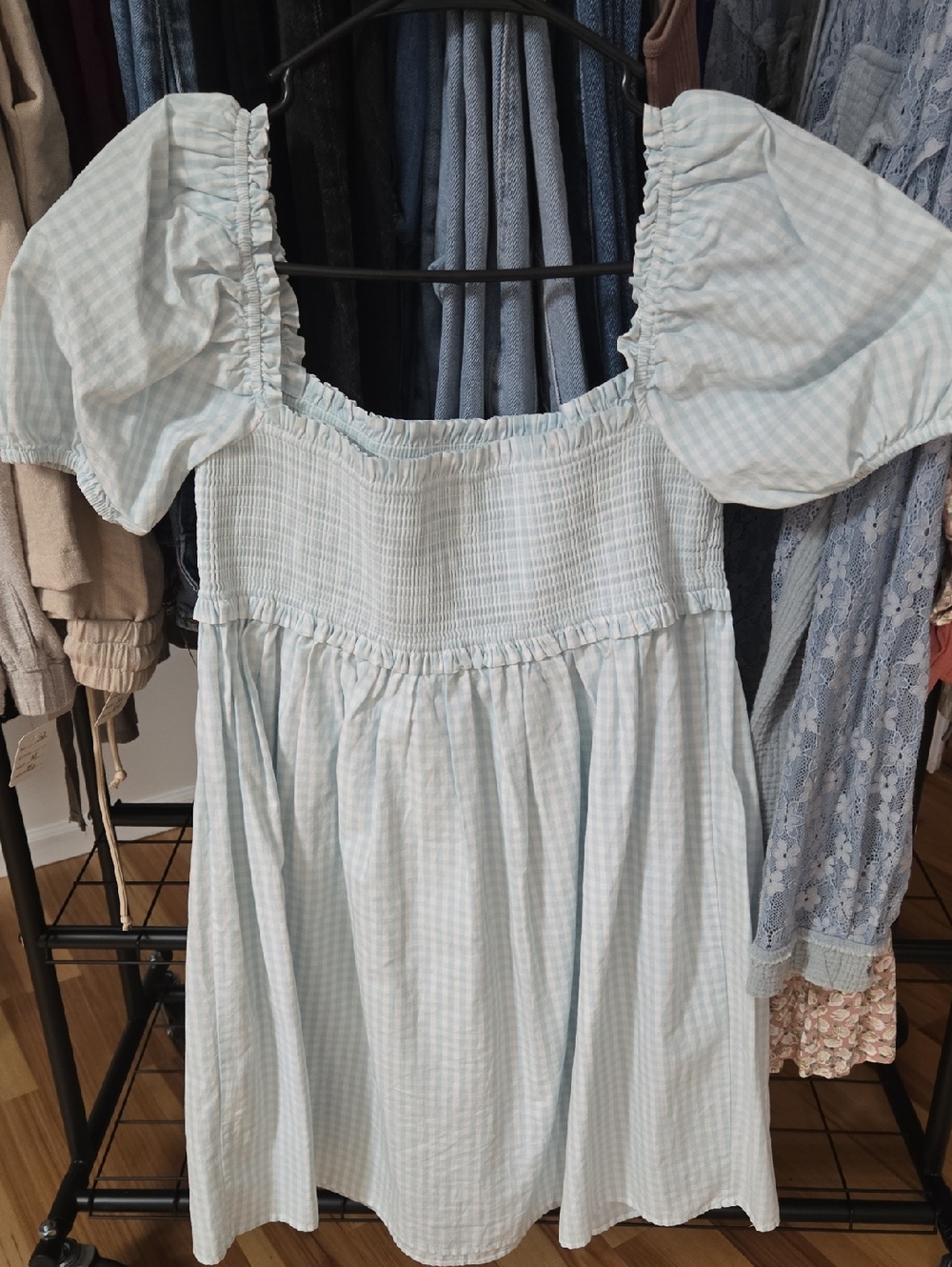 Sunday Best Light Blue Gingham Smocked Dress